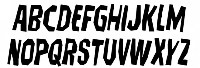 Hitchblock Staggered Rotated Font LOWERCASE