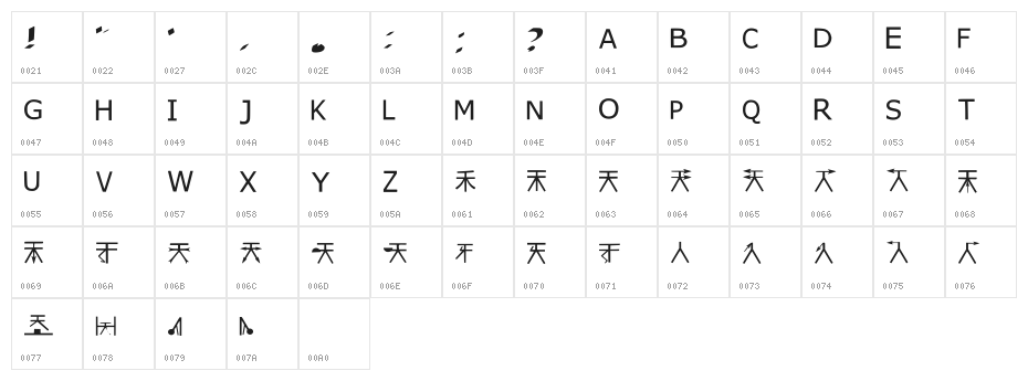 Hititte Arrow Regular Character Map