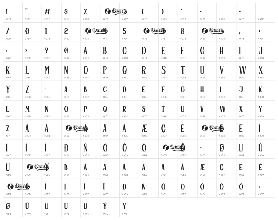 Hitjau DEMO Character Map