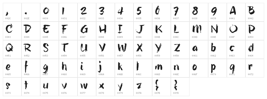 hillBelly_TRIAL Character Map