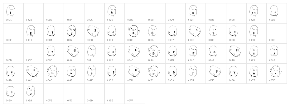 hiyo Font Character Map