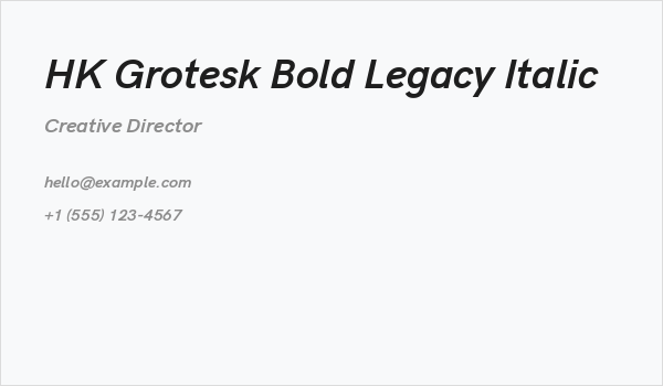 HK Grotesk Bold Legacy Italic Business Card