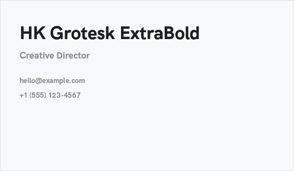 HK Grotesk ExtraBold Business Card