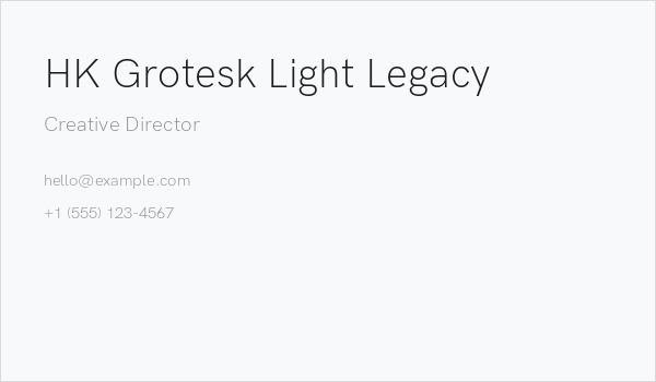 HK Grotesk Light Legacy Business Card