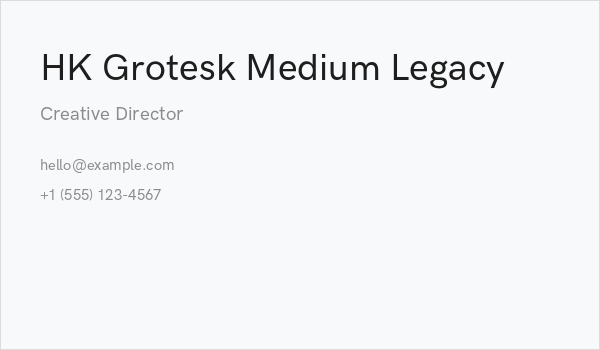 HK Grotesk Medium Legacy Business Card