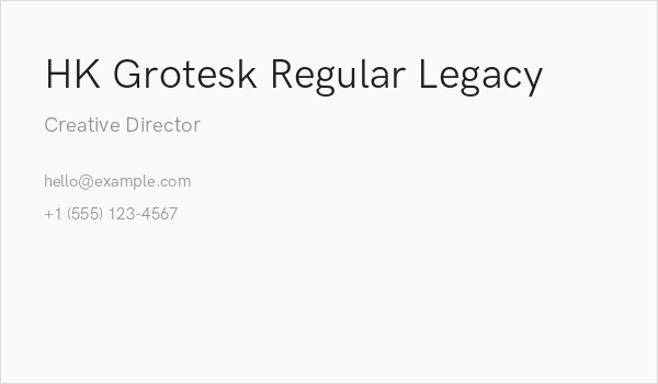 HK Grotesk Regular Legacy Business Card