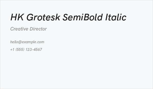 HK Grotesk SemiBold Italic Business Card