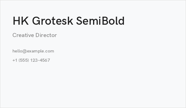 HK Grotesk SemiBold Business Card