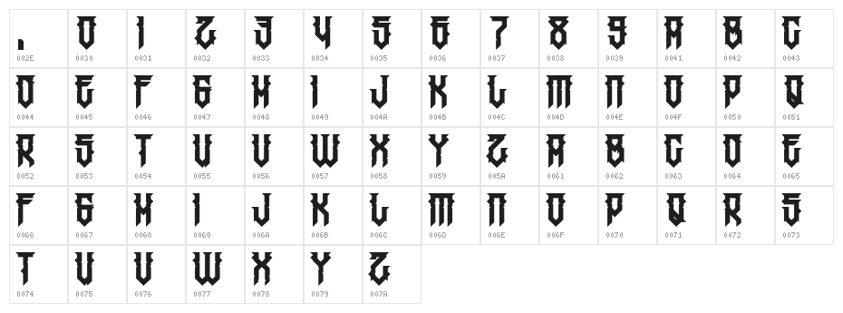 HMajorJackov-Regular Character Map