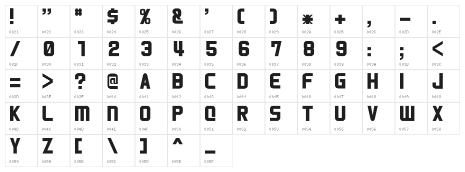 HNkani-Regular Character Map