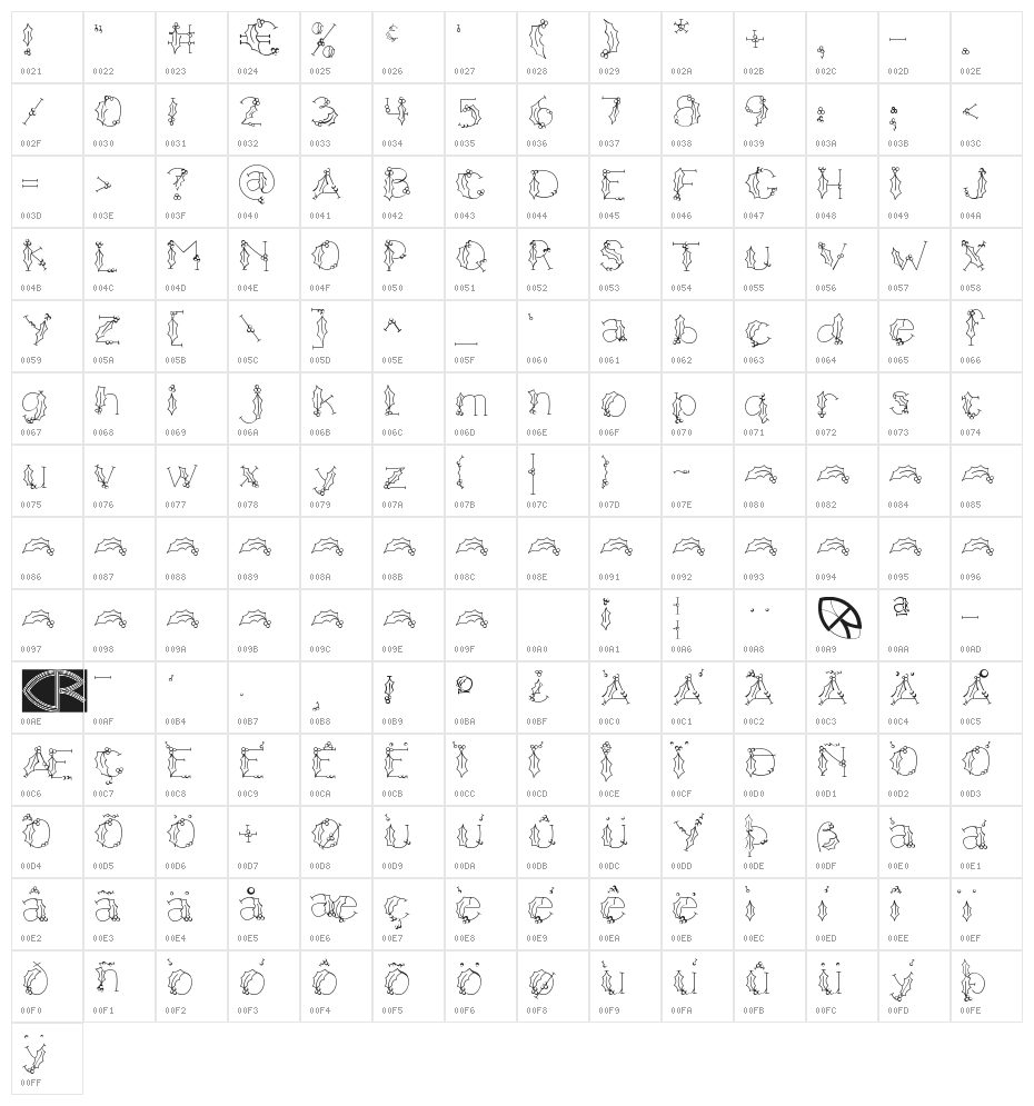 HOLLY&BERRIE Bold Character Map