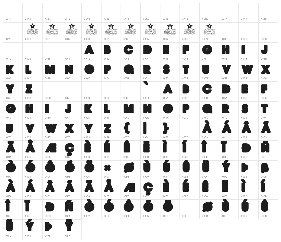 HONEYCOMB BACK PERSONAL USE Regular Character Map