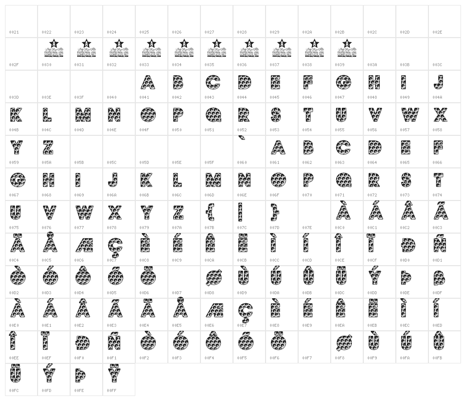 HONEYCOMB BIG PERSONAL USE Regular Character Map
