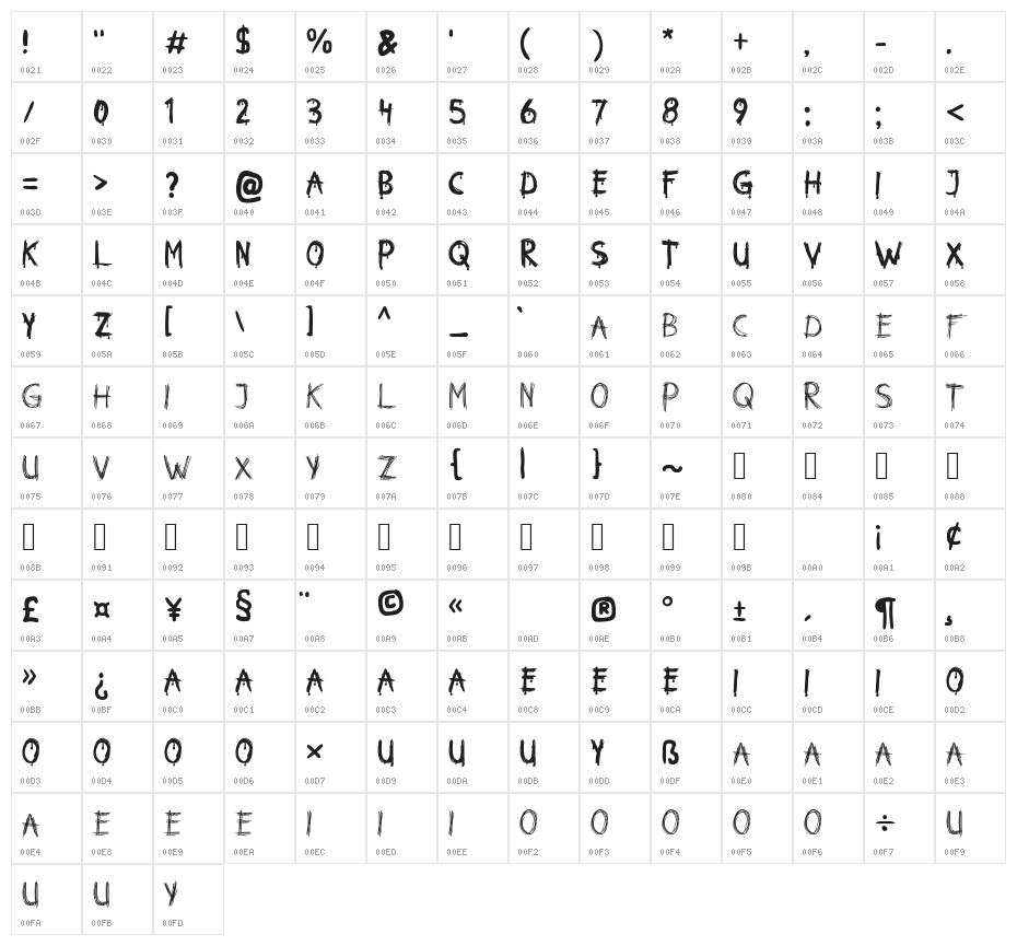 HORROR 666 Regular Character Map