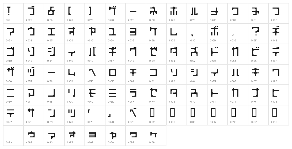 HOSHI RegularJ Character Map
