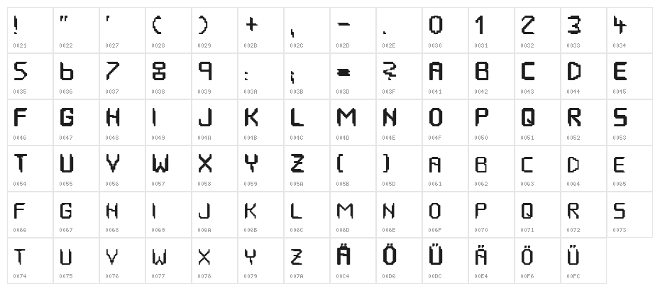 HOUSEPIPES Normal Character Map