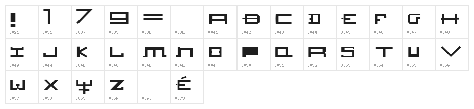 HOZENOZZLE Character Map