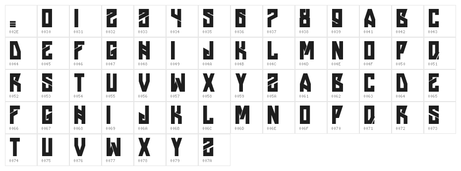 HOcelotPiss-Regular Character Map