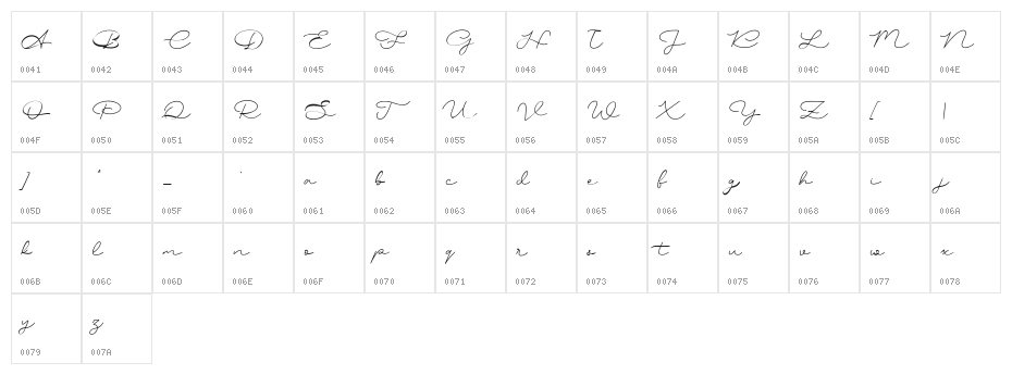 Hockleys Free Regular Character Map