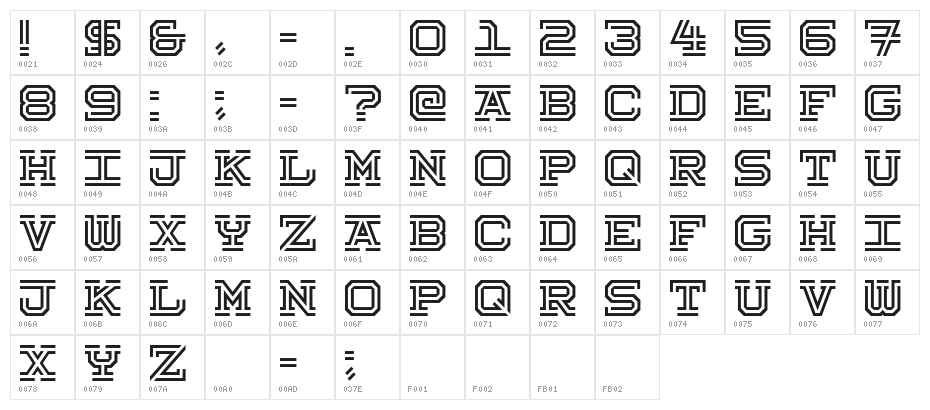 Hokjesgeest Character Map