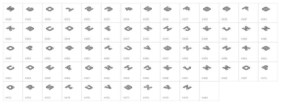 Hokjesgeestcube Bold Italic Character Map