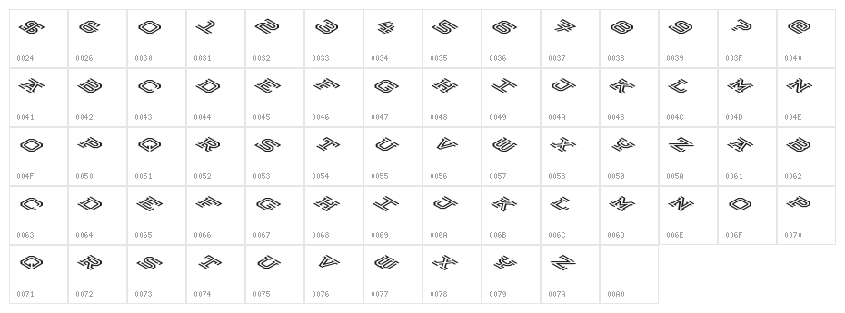 Hokjesgeestcube Bold Character Map