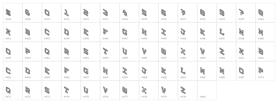 Hokjesgeestcube Character Map