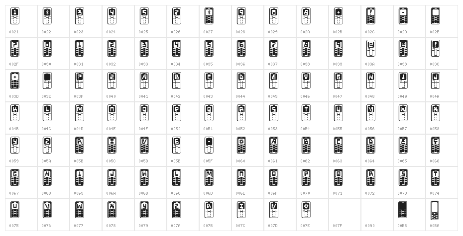 Hola Mota Bold Character Map