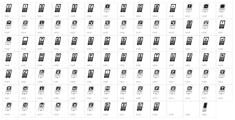 Hola Mota Expanded Italic Character Map