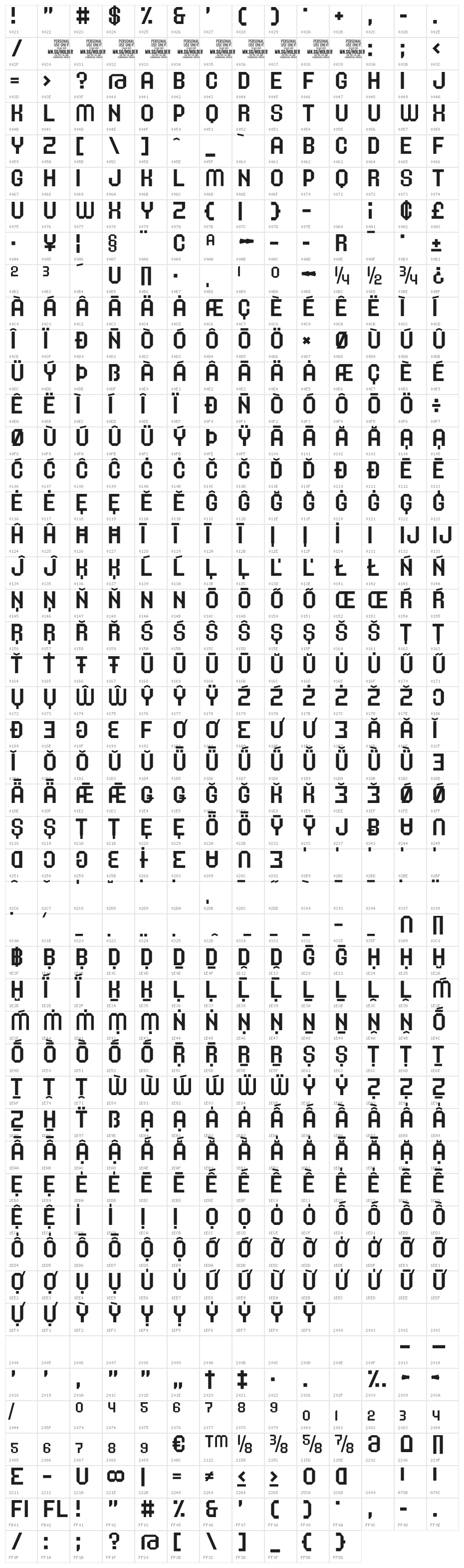 Holder Light PERSONAL USE ONLY Regular Character Map