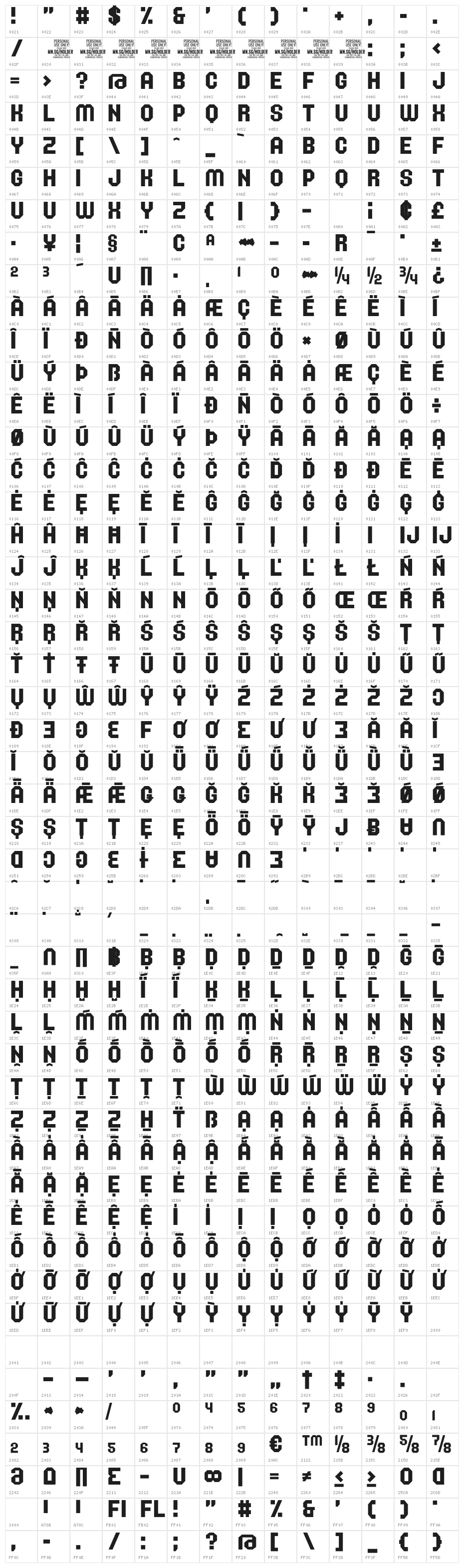 Holder Medium PERSONAL USE ONLY Regular Character Map