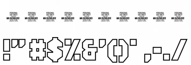 Holder Outline PERSONAL USE ONLY Regular Font OTHER CHARS