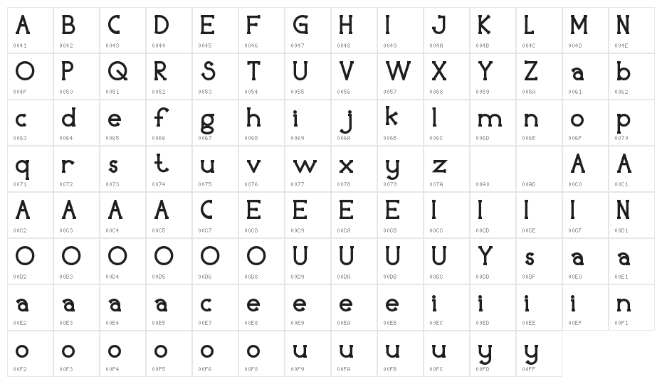 Holea DEMO Bold Character Map