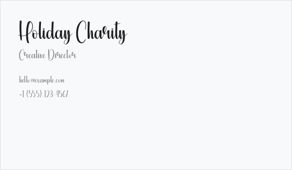 Holiday Charity Business Card