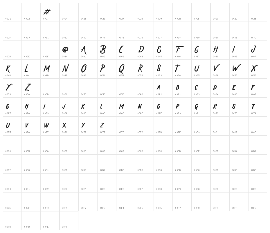 Holiday In Monday Character Map