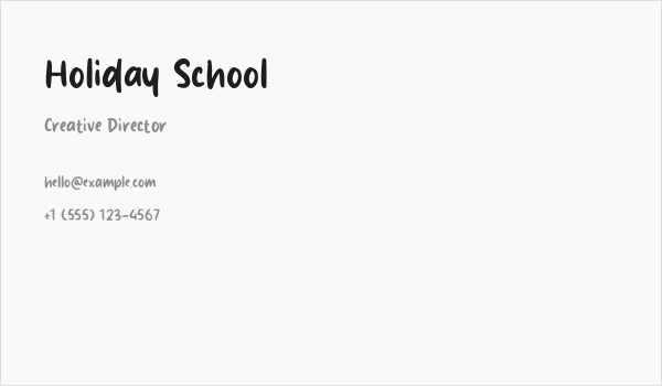 Holiday School Business Card