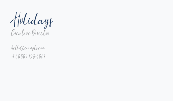 Holidays Business Card