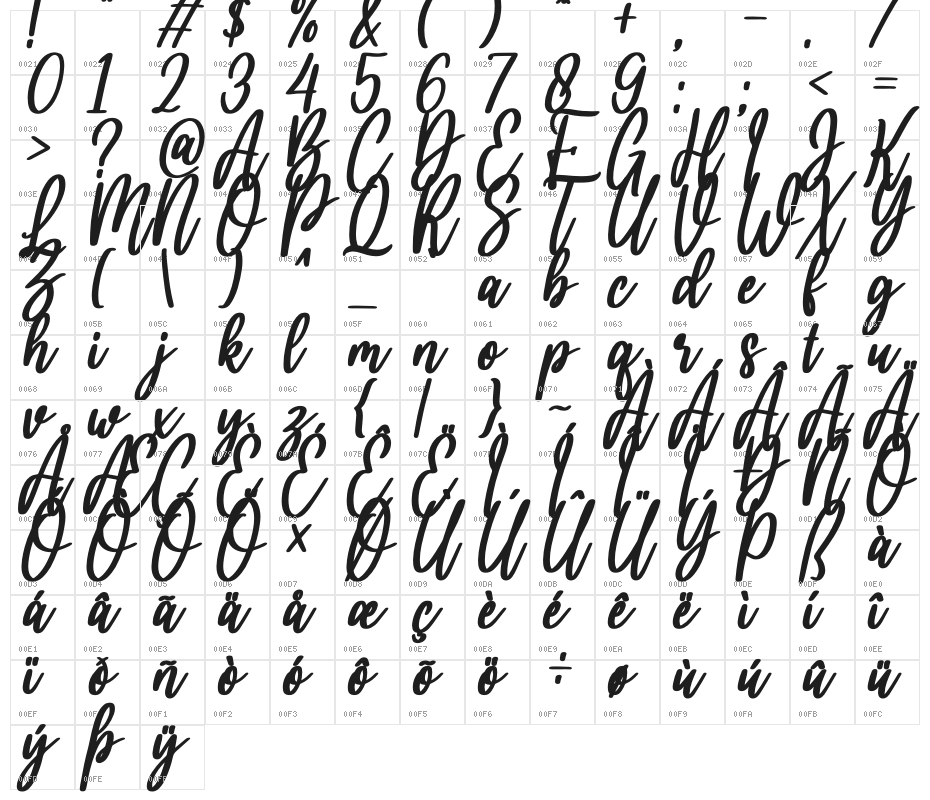 Holla bella bold italic Bold Italic Character Map