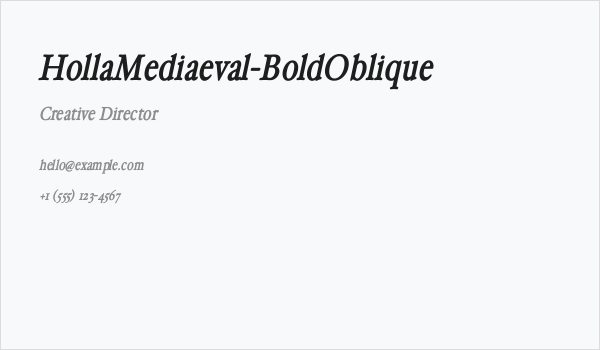 HollaMediaeval-BoldOblique Business Card