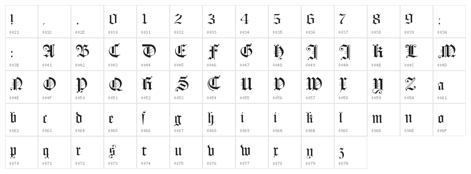 HollandMorlaeu Regular Character Map