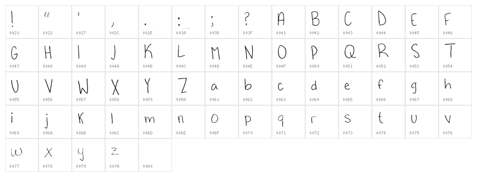 Holley Jean Regular Character Map