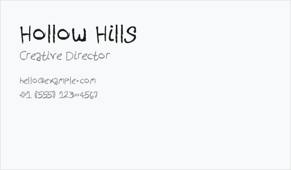 Hollow Hills Business Card