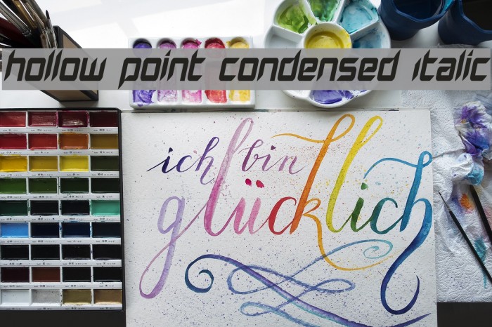 Hollow Point Condensed Italic Font examples