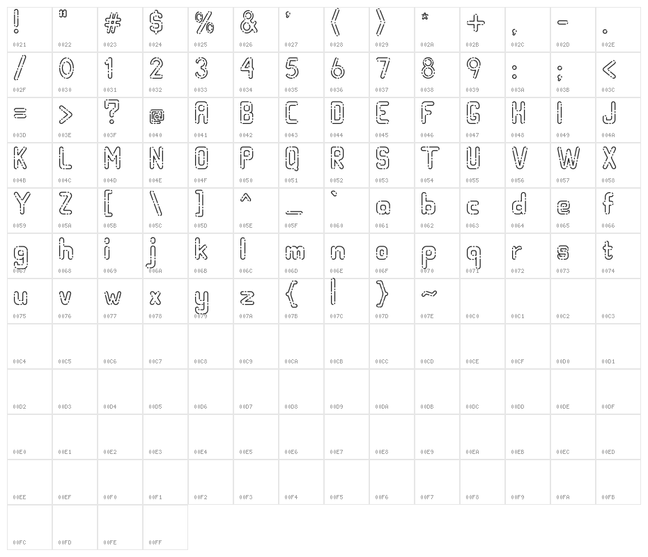 Hollow Space Character Map