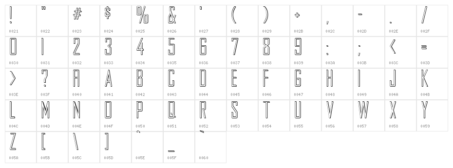 HollowGothic Caps Medium Character Map