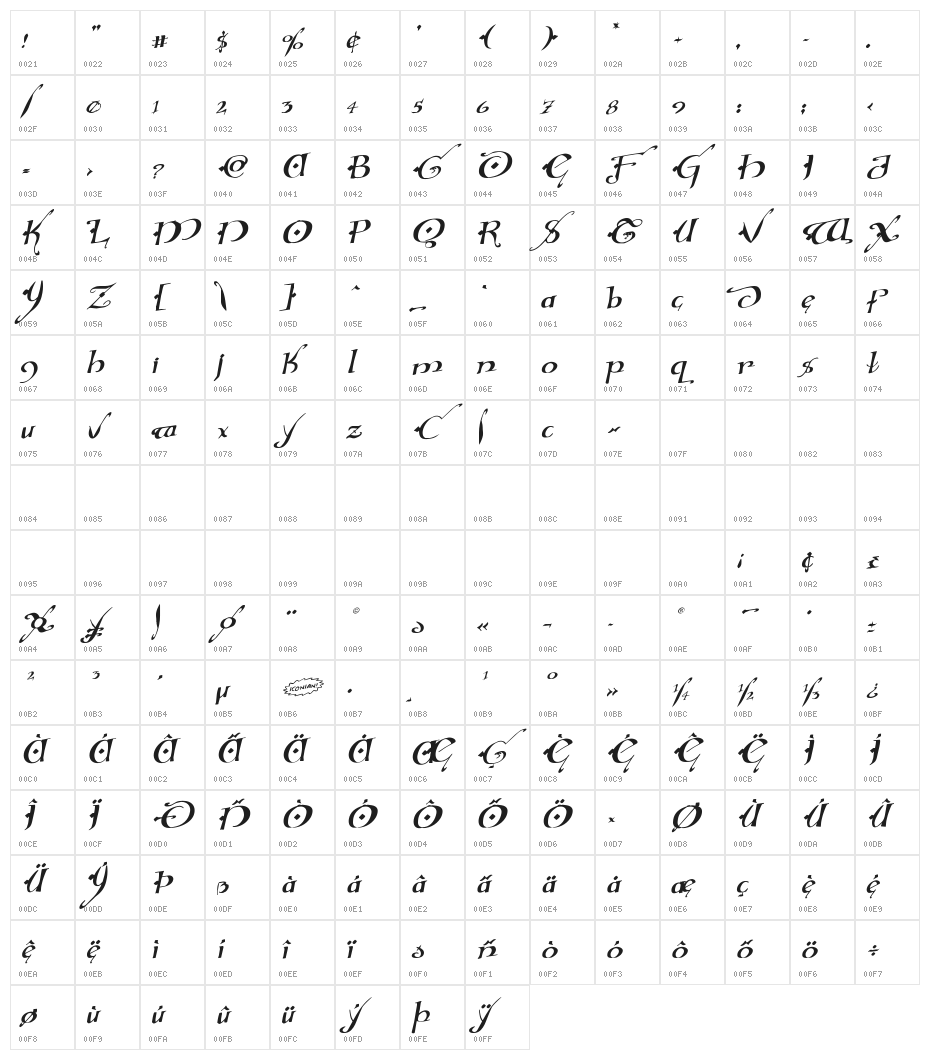 Holly Jingle Solid Rotalic Character Map