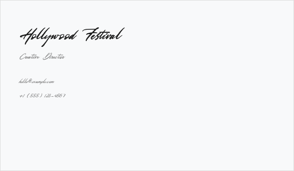 Hollywood Festival Business Card