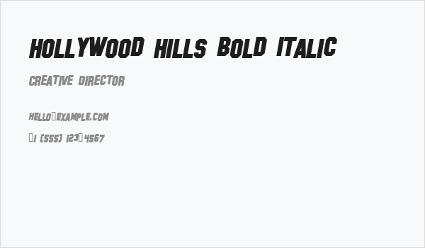 Hollywood Hills Bold Italic Business Card