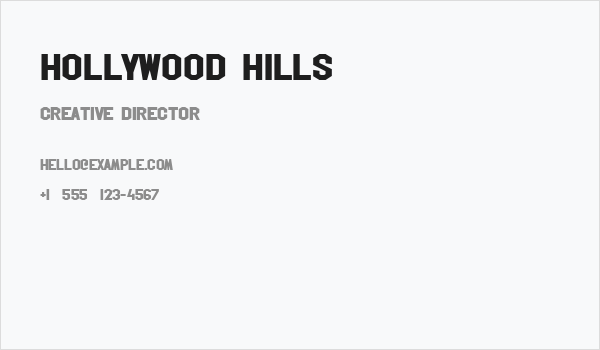 Hollywood Hills Business Card