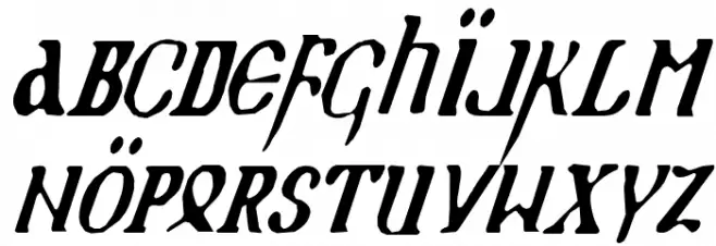 Holy Empire Condensed Italic Caratteri MINUSCOLO